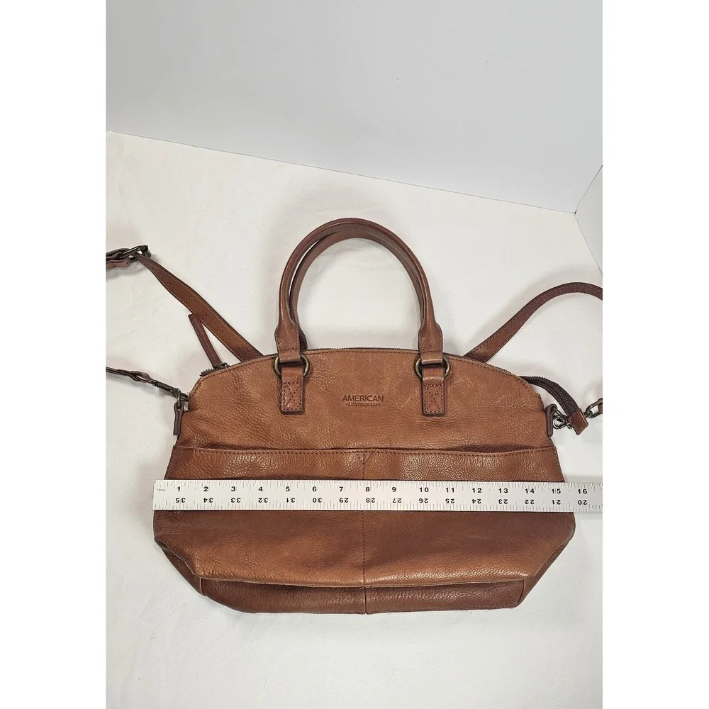 American Leather Co. Cognac Carrie Leather Dome Satchel Bag Soft Leather Zip Top
